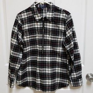 Chaps Men's Size Large Plaid Long Sleeve 1/2 Zip Shirt Shacket
